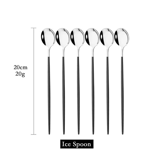 Golden 6-Piece Long Handle Spoon Set