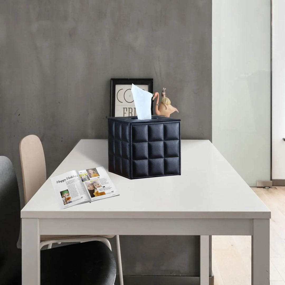 Modern Square Tissue Box Holder and Napkin Dispenser - Stylish Facial Tissue Cover for Home, Bathroom, and Office Desk