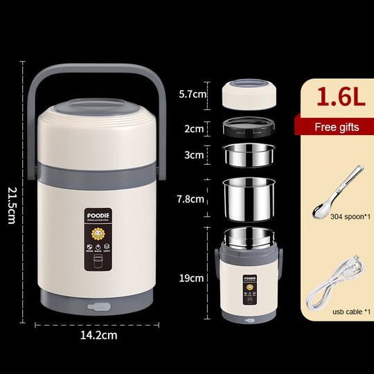 USB Heated Lunch Box | 304 Stainless Steel Portable Food Warmer