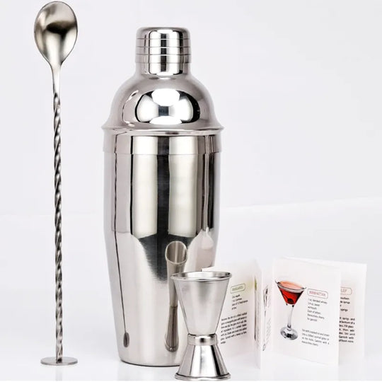 550 ml/750 ml Stainless Steel Cocktail Shaker Mixer Set with Wine Rack Stand - Bartender Tools for Birthday Gift