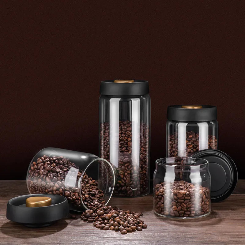 Vacuum Sealed Jug – Glass Airtight Canister for Coffee Beans, Food, Grains, Sweets, and Fresh Keeping – Kitchen Accessories