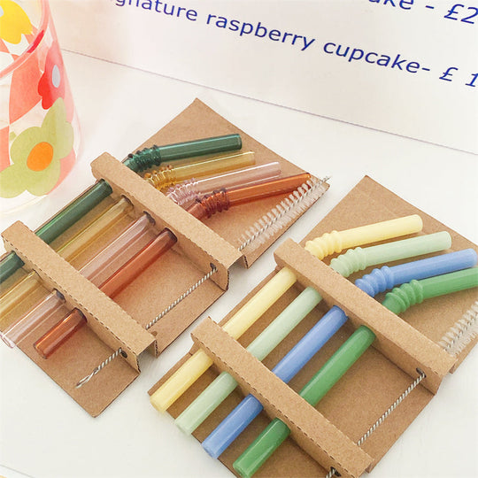 Glass Straw Set - 4 Pieces