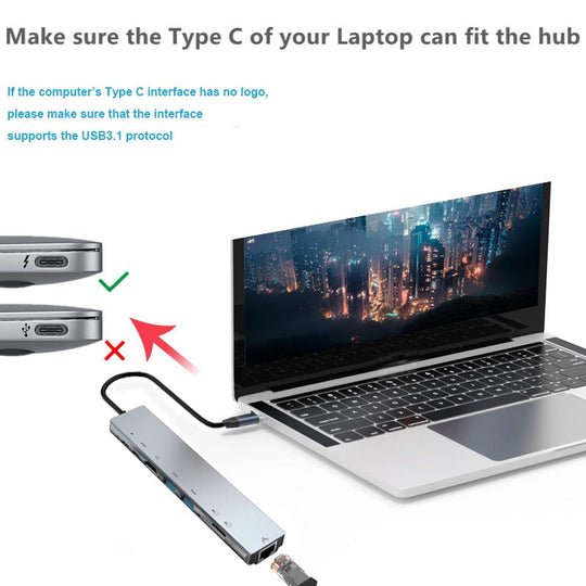 Thunderbolt 3 USB-C Hub with HDMI, PD, SD/TF for MacBook Air M1 and iPad Pro