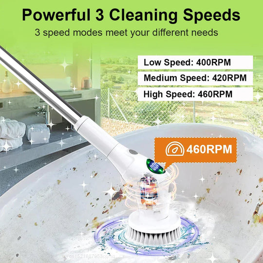 8-in-1 Multifunctional Electric Cleaning Brush - Wireless and Rotating for Bathroom, Kitchen, Windows, and Toilet