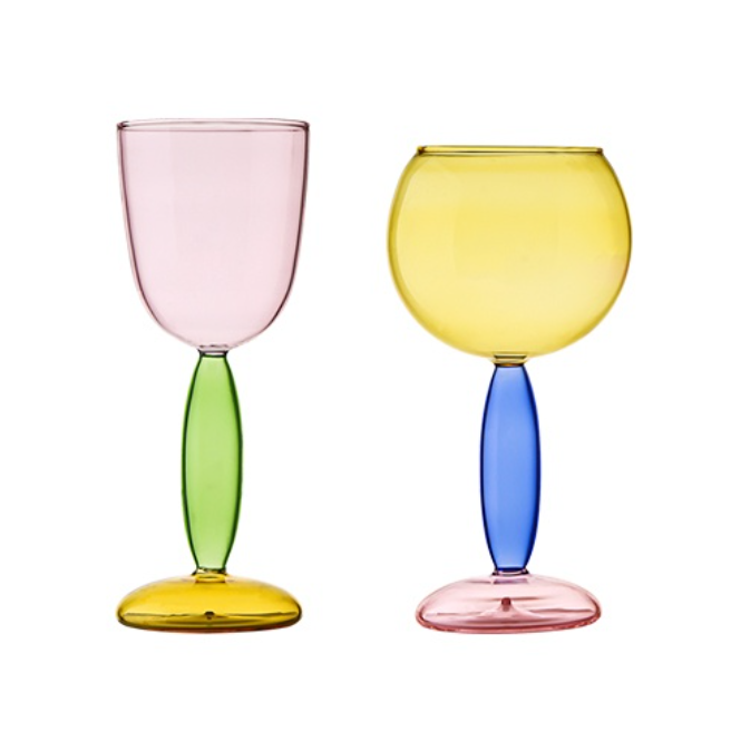 3-Colour Borosilicate Glass Wine Glass