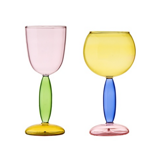 3-Colour Borosilicate Glass Wine Glass