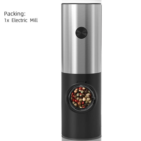 Electric Automatic Pepper and Salt Mill with LED Light and Adjustable Grind - Ideal for Home or Restaurant Use