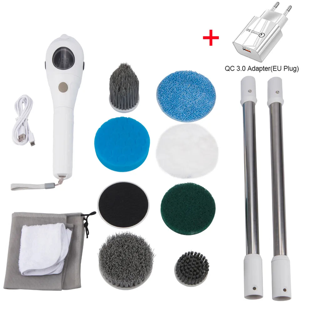 8-in-1 Multifunctional Electric Cleaning Brush - Wireless and Rotating for Bathroom, Kitchen, Windows, and Toilet