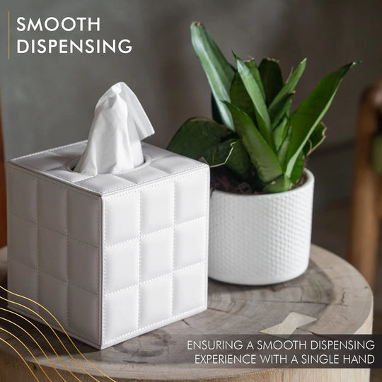 Modern Square Tissue Box Holder and Napkin Dispenser - Stylish Facial Tissue Cover for Home, Bathroom, and Office Desk