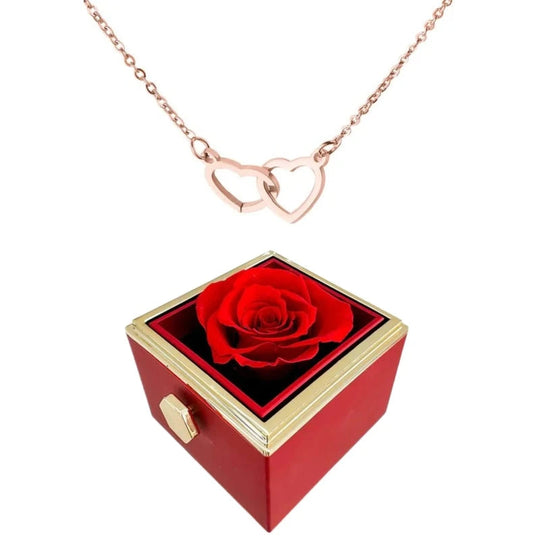 Heart Necklace with Rotating Rose Gift Box