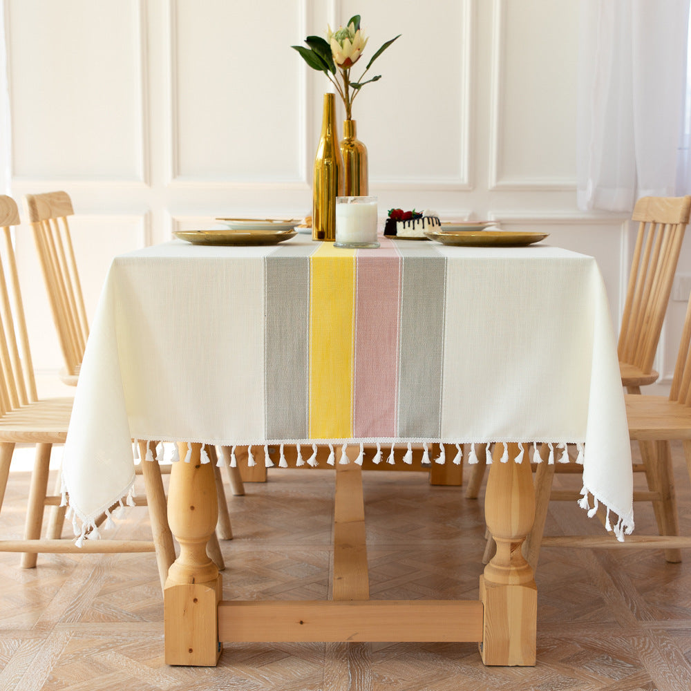 Waterproof Oil-Resistant Rectangular Tablecloth - Cotton Linen, Wrinkle-Resistant for Kitchen, Dining Room, Buffet, and Party