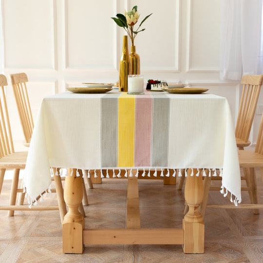 Waterproof Oil-Resistant Rectangular Tablecloth - Cotton Linen, Wrinkle-Resistant for Kitchen, Dining Room, Buffet, and Party