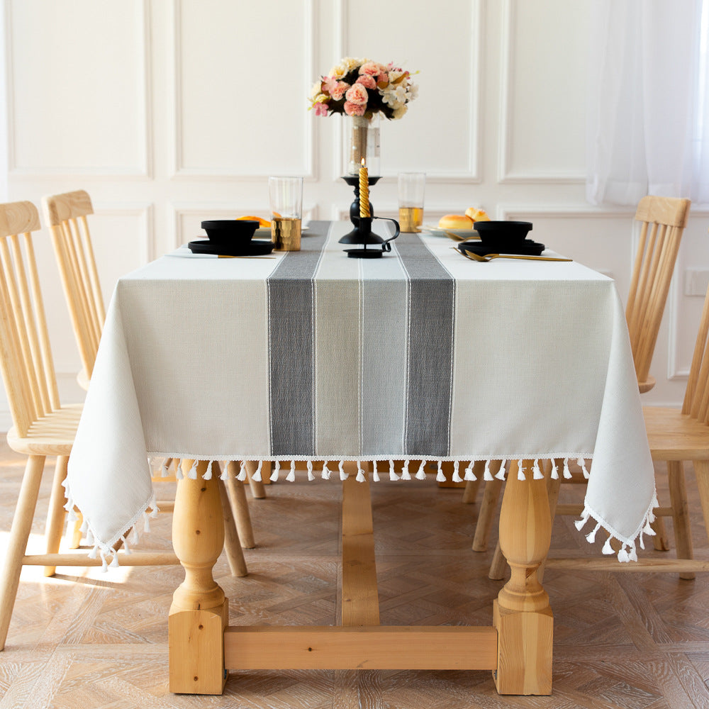 Waterproof Oil-Resistant Rectangular Tablecloth - Cotton Linen, Wrinkle-Resistant for Kitchen, Dining Room, Buffet, and Party