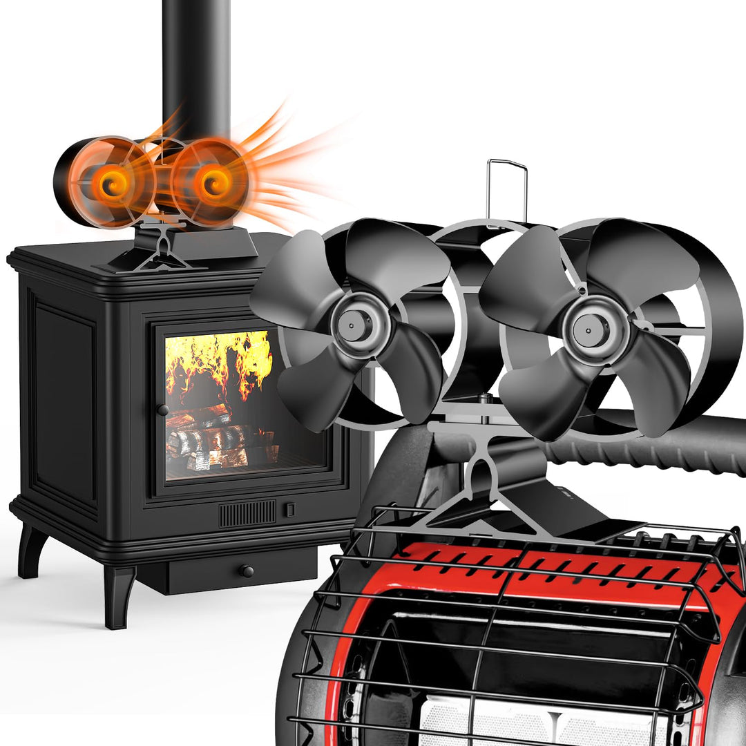 4-Blade Stove and Fireplace Fan for Wood and Fireplaces