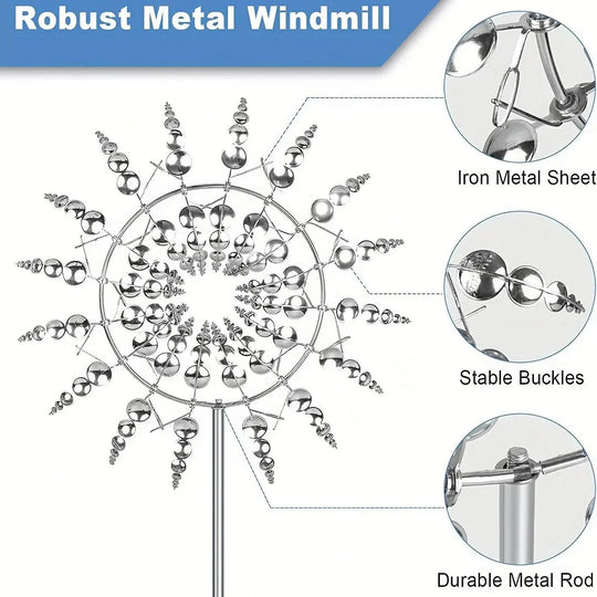 Windmill Spinner | Unique Wind-Powered Garden Decor Made of Metal