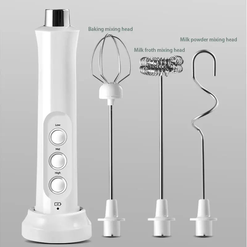 3 In 1 Electric Milk Frother - Rechargeable Handheld Frothing Device for High-Speed Milk Frothing, Drink Mixing, and Coffee