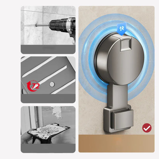No-Drill Suction Powered Corner Bathroom Organiser