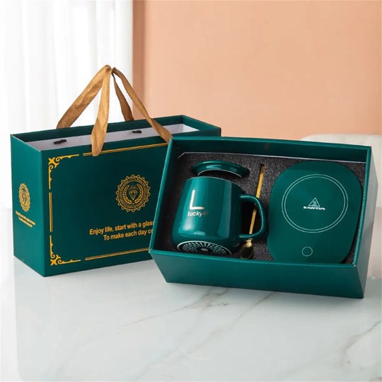 Smart Ceramic Mug Heater Coaster with Thermostat | Electric Mug Set for Coffee, Milk, and Tea Heating | Ideal Home and Office Gift