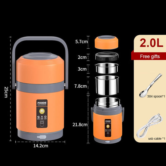 USB Heated Lunch Box | 304 Stainless Steel Portable Food Warmer