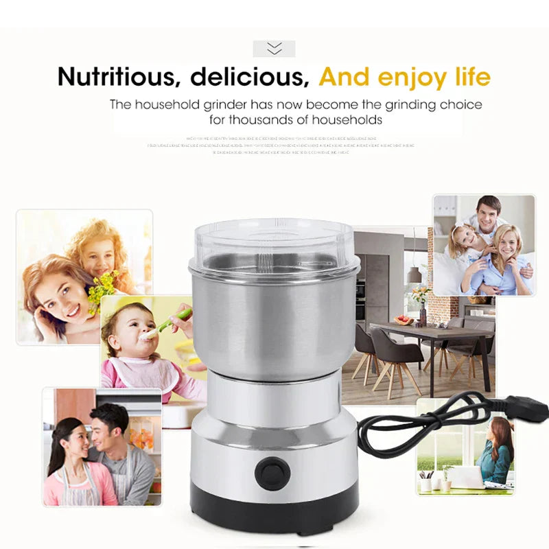 Mini Electric Mill – 300 ml Ultra Fine Grinder for Baby Food, Coffee, Spices, Pepper, and Grains – 2/4 Blade Options
