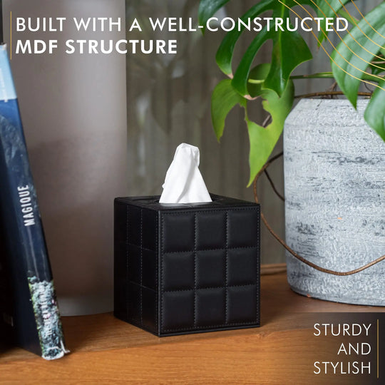 Modern Square Tissue Box Holder and Napkin Dispenser - Stylish Facial Tissue Cover for Home, Bathroom, and Office Desk