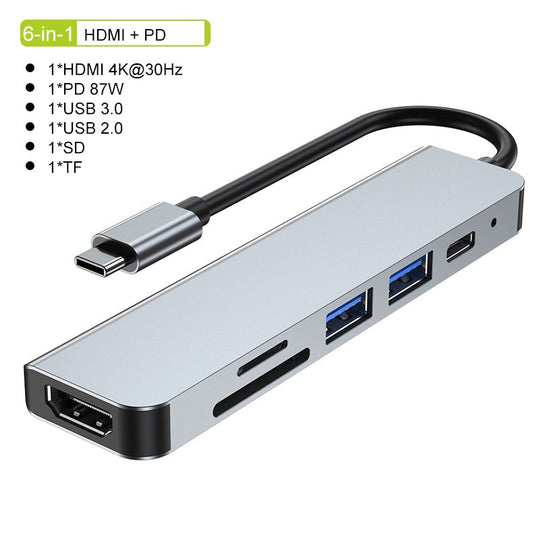 Thunderbolt 3 USB-C Hub with HDMI, PD, SD/TF for MacBook Air M1 and iPad Pro