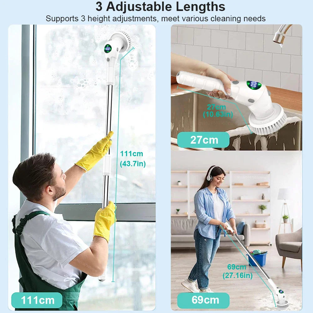 8-in-1 Multifunctional Electric Cleaning Brush - Wireless and Rotating for Bathroom, Kitchen, Windows, and Toilet