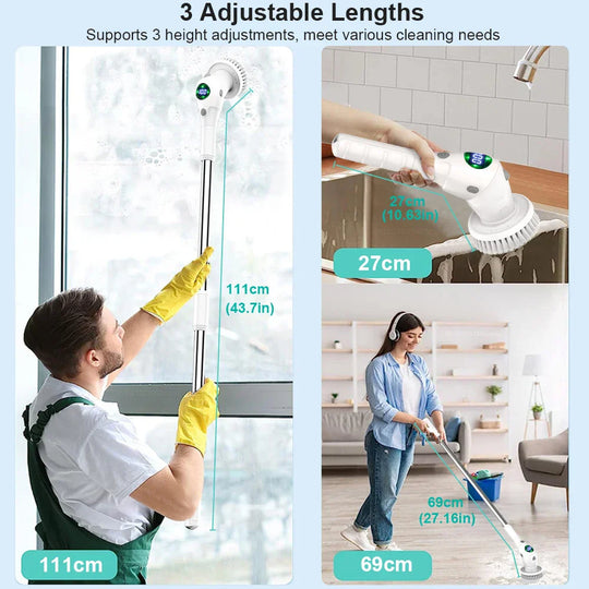 8-in-1 Multifunctional Electric Cleaning Brush - Wireless and Rotating for Bathroom, Kitchen, Windows, and Toilet
