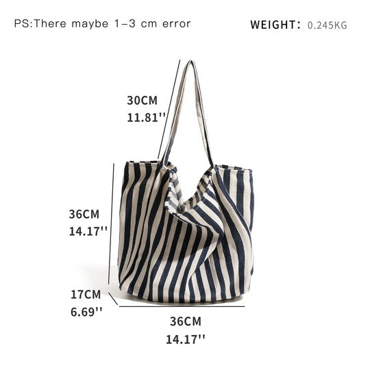 Striped Linen Tote Bag