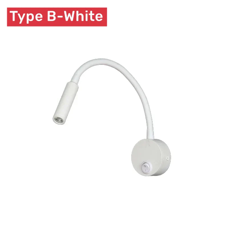 Modern Flexible LED Reading Wall Lamp with Switch for Bedroom and Study - 1W/3W