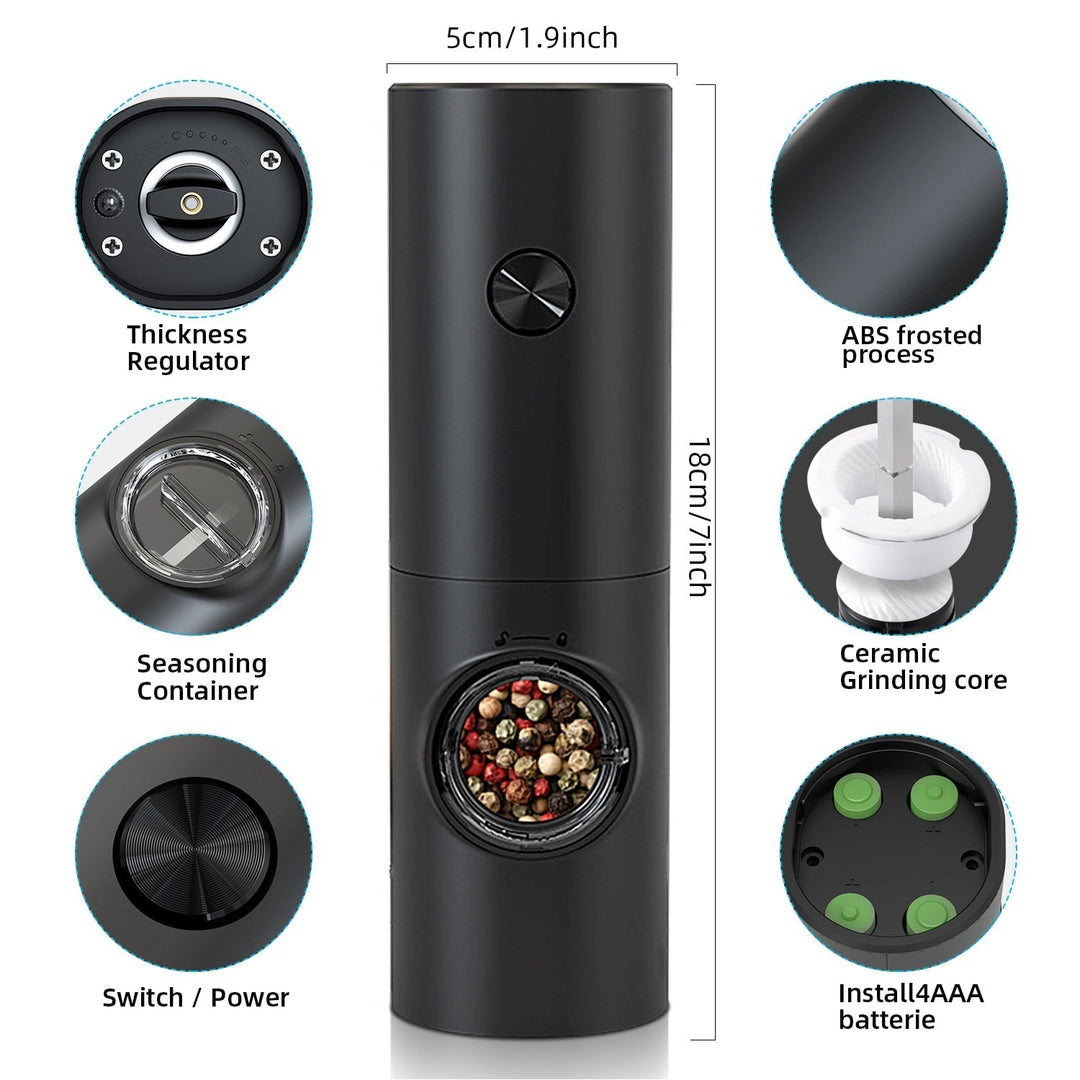 Electric Automatic Pepper and Salt Mill with LED Light and Adjustable Grind - Ideal for Home or Restaurant Use