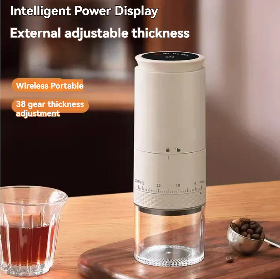 1500mAh Electric Coffee Grinder with External Adjustable Type-C Charging - Bean Grinding Machine and Coffee Maker