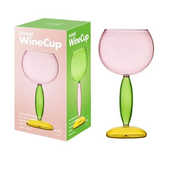 3-Colour Borosilicate Glass Wine Glass