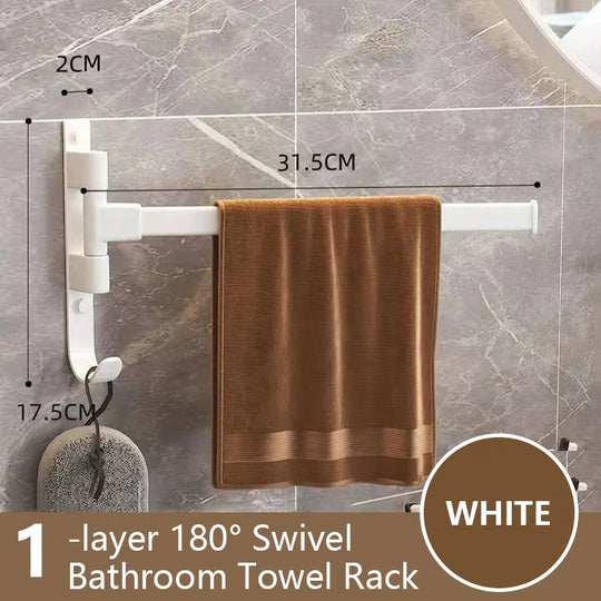 Rotatable Bathroom Towel Holder - Space Aluminium 1/2/3/4/5-Bar Towel Rack for Kitchen Shelf and Wall Mounted Hanging Storage