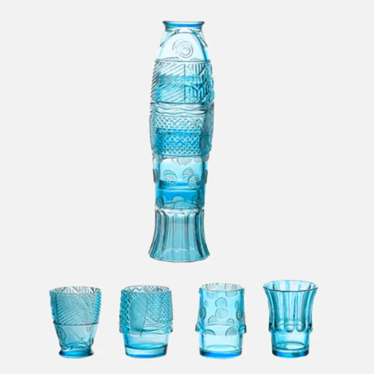 Coloured Glass Cup Set in Koi Fish Shape - Sale