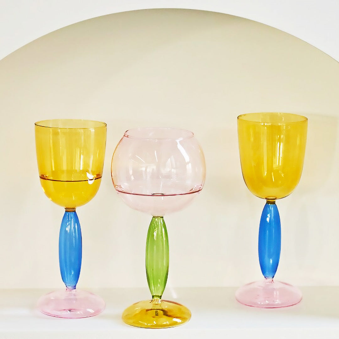3-Colour Borosilicate Glass Wine Glass