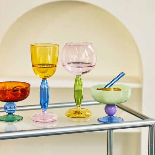 3-Colour Borosilicate Glass Wine Glass