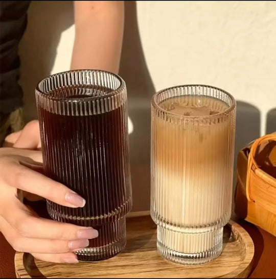 6-Piece Set of Ribbed Black Glasses