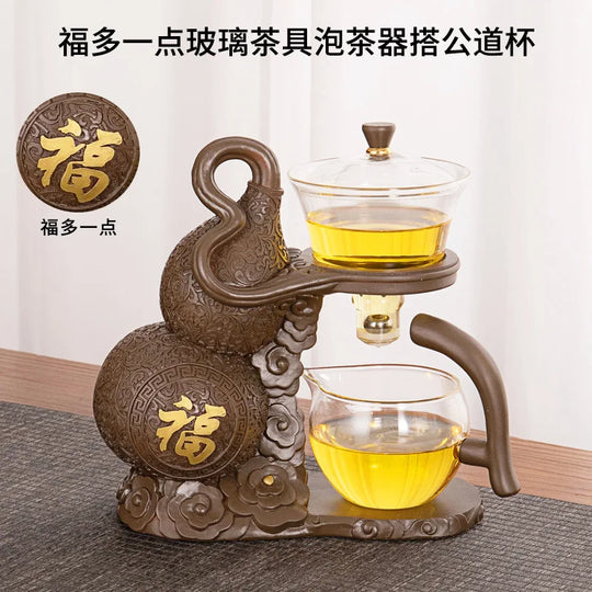 Magnetic Extraction Semi-Automatic Lazy Tea Preparation Tool Glass Tea Set