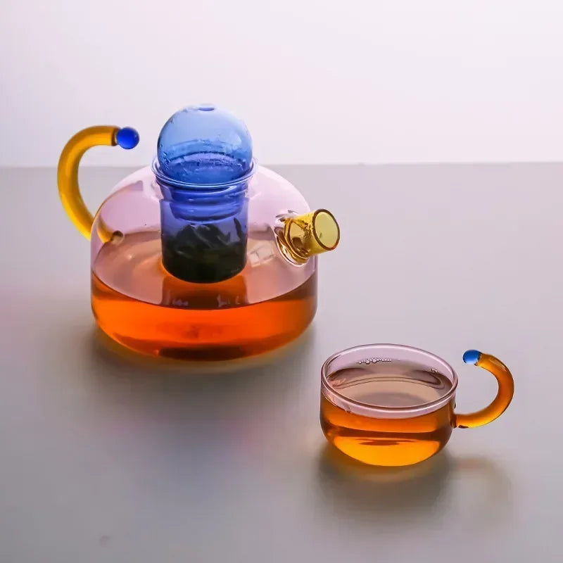 Vintage Colourful Glass Teapot
