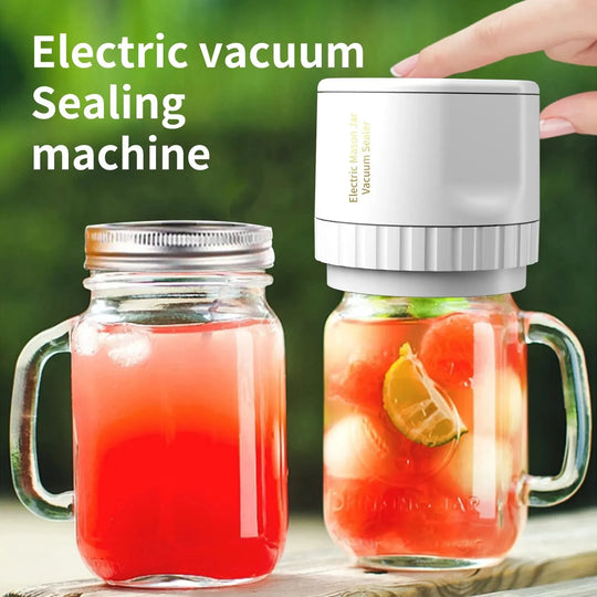 Electric Mason Jar Vacuum Sealing Set - Cordless Sealer for Wide Mouth and Regular Mason Jars - Perfect for Food Storage