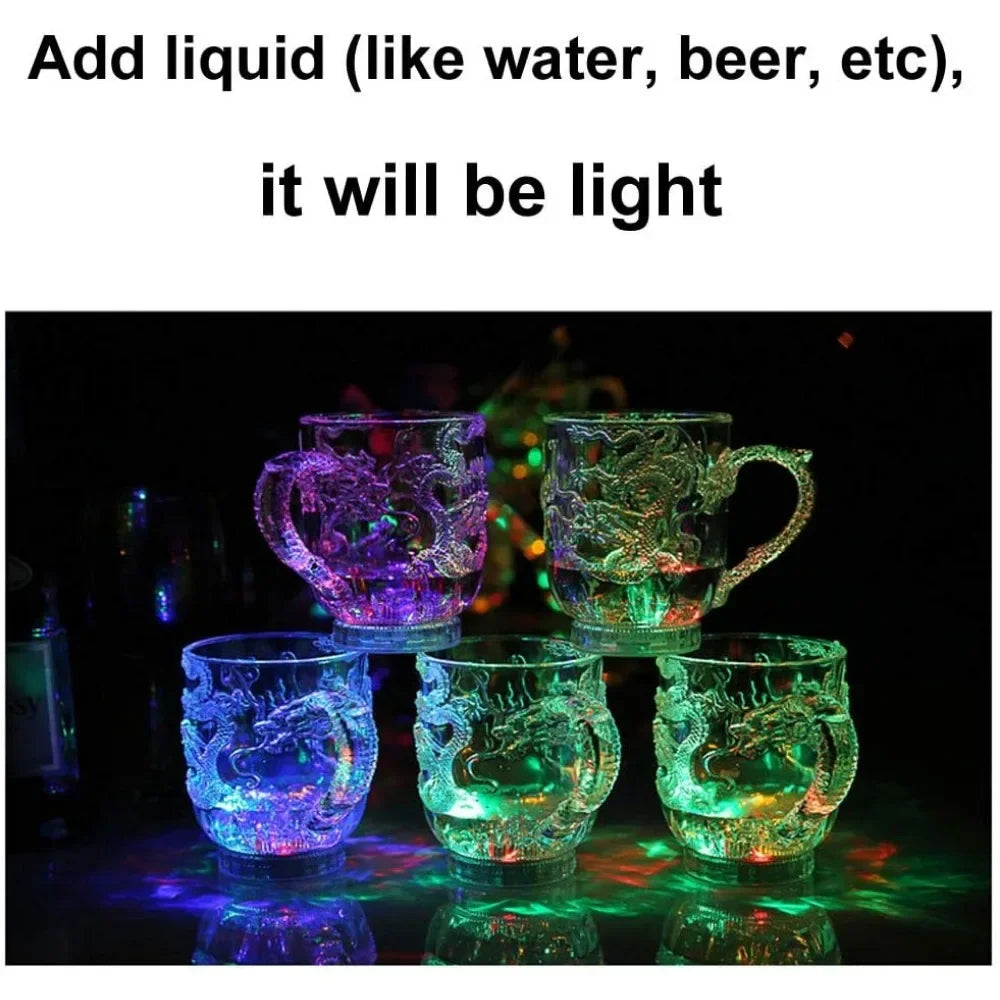 Colour Changing Luminous LED Dragon Mug - Water Activated Lights for Beer, Coffee, Milk, Tea, Wine, Whiskey - Creative Travel Gift