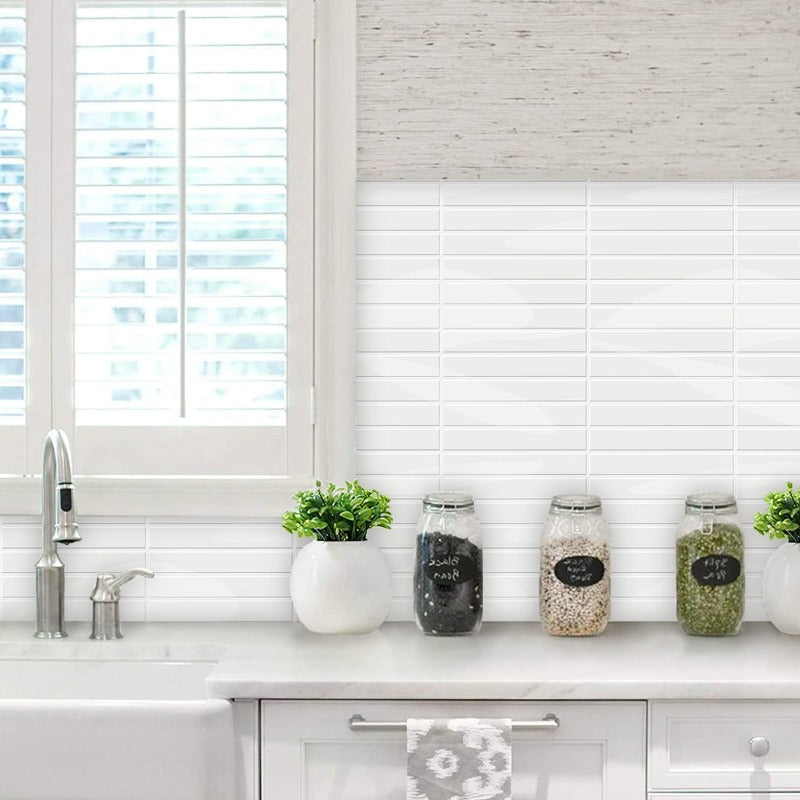 Self-Adhesive 3D DIY Glossy White Tile Kit