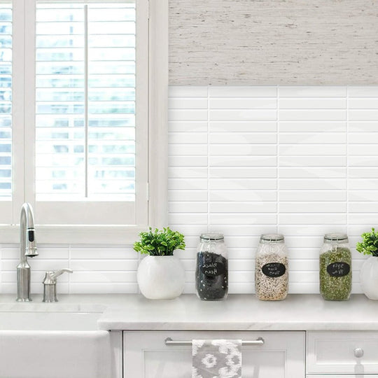 Self-Adhesive 3D DIY Glossy White Tile Kit