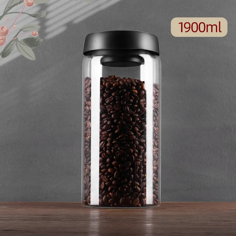 Vacuum Sealed Jug – Glass Airtight Canister for Coffee Beans, Food, Grains, Sweets, and Fresh Keeping – Kitchen Accessories