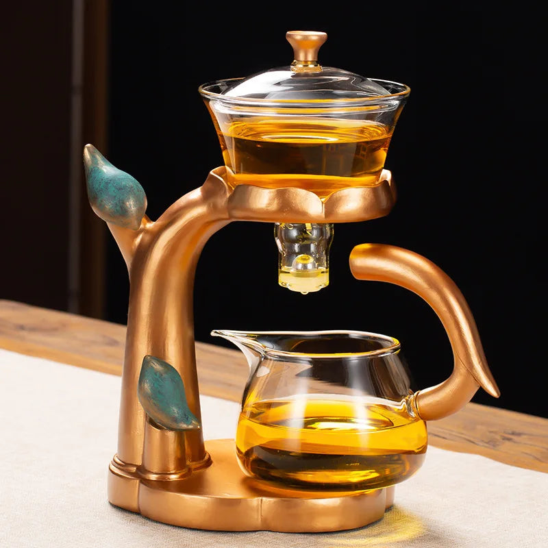Magnetic Extraction Semi-Automatic Lazy Tea Preparation Tool Glass Tea Set