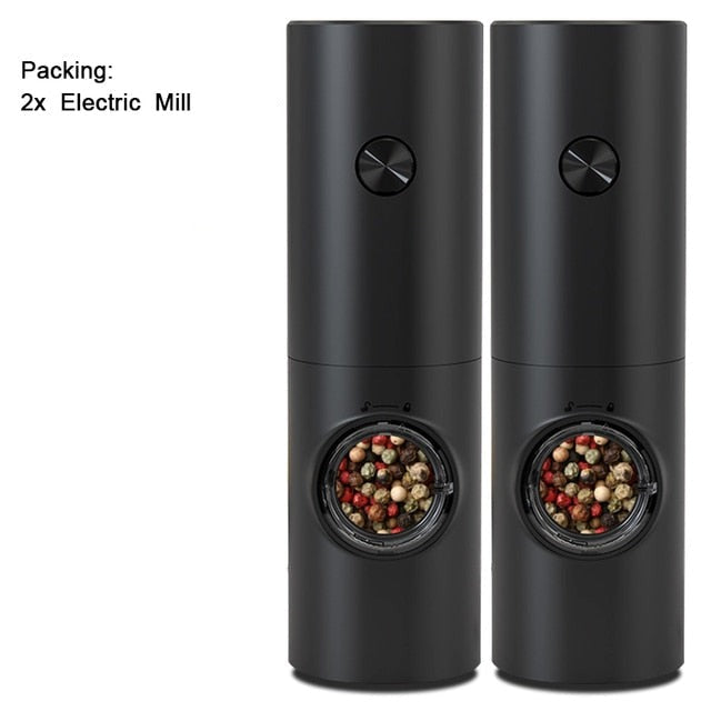 Electric Automatic Pepper and Salt Mill with LED Light and Adjustable Grind - Ideal for Home or Restaurant Use