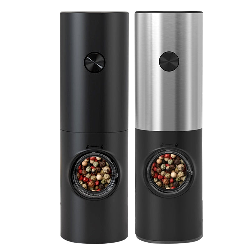 Electric Automatic Pepper and Salt Mill with LED Light and Adjustable Grind - Ideal for Home or Restaurant Use
