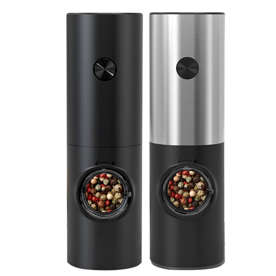 Electric Automatic Pepper and Salt Mill with LED Light and Adjustable Grind - Ideal for Home or Restaurant Use