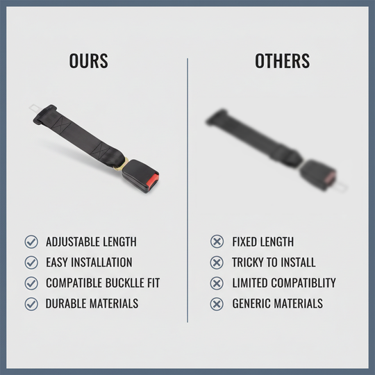 Seat Belt Extender - Adjustable Length - Buckle Fit